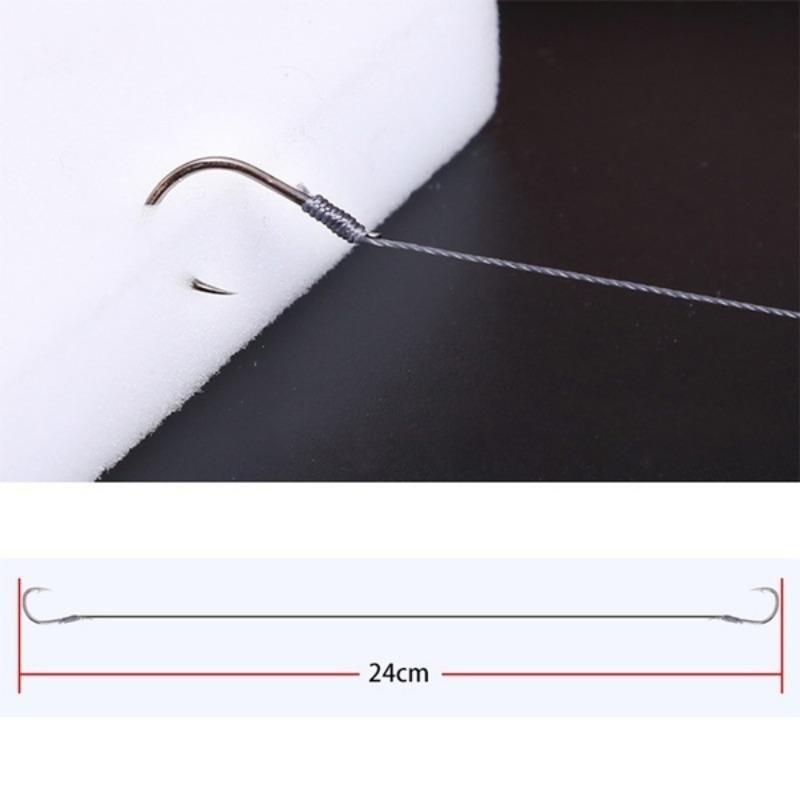 5 Packs/50 Hooks Fish Hook Tied Good Strong Horse Line Double Hook Pair Hook Fish Hook Fishing Gear Accessories Sub-line Hooks Sub-line Double Hooks