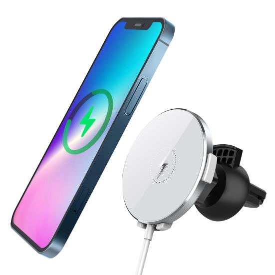 15W Car Air Vent Phone Stand Wireless Quick Charger 360 Degrees Rotating Magnet
