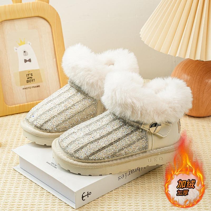 Snow boots female treasure winter new velvet thickened warm middle-aged children winter shoes princess non-slip soft-soled girls cotton shoes