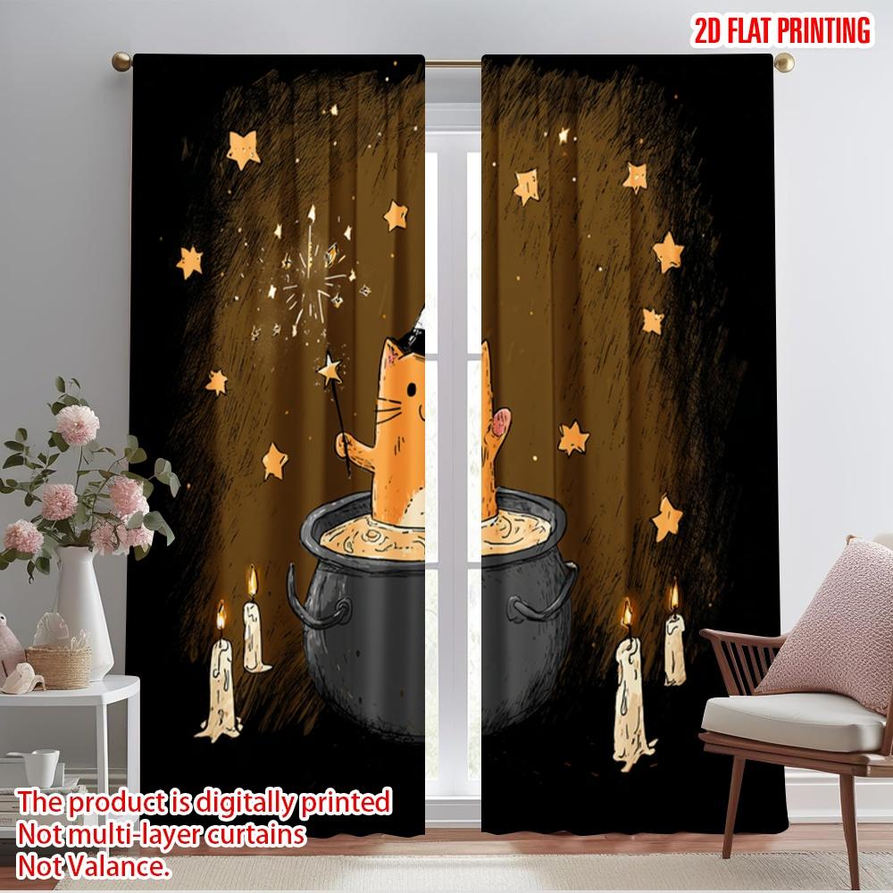 

2pcs,2D plane printing Popular Curtain Panels halloween ghost (5) Versatile 100% Polyester (without rod) Gifts Ldeal for 52.50×116.00 CM 2pcs
