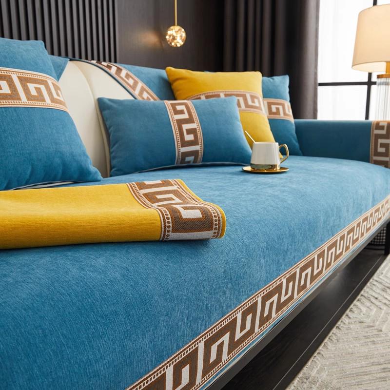 Four Season Universal Anti Slip Sofa Cushion Sofa Bed Combination Sofa Cover Chenier Chinese Style Dust-proof Couch Mat Decor