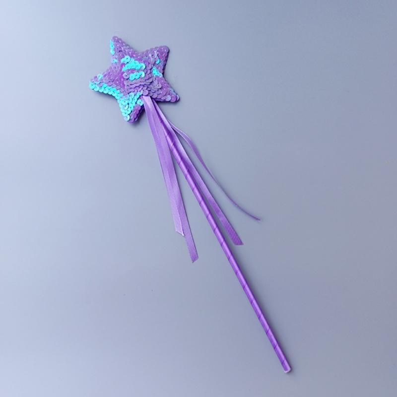 Star Sequins Magic Stick Princess Cosplay Props Little Girl Character Costume Accessory for Children Girl Kindergarten