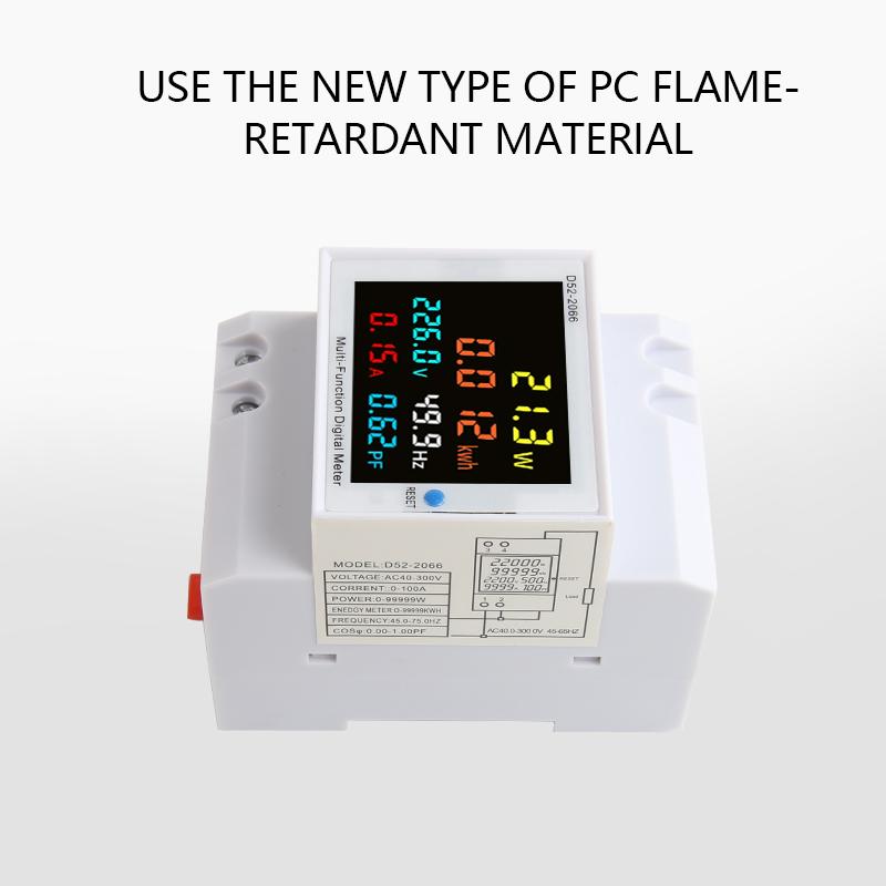 6IN1 Din Rail AC Monitor 110V 220V 380V 100A Voltage Current Power Factor Active KWH Electric Energy Frequency Meter