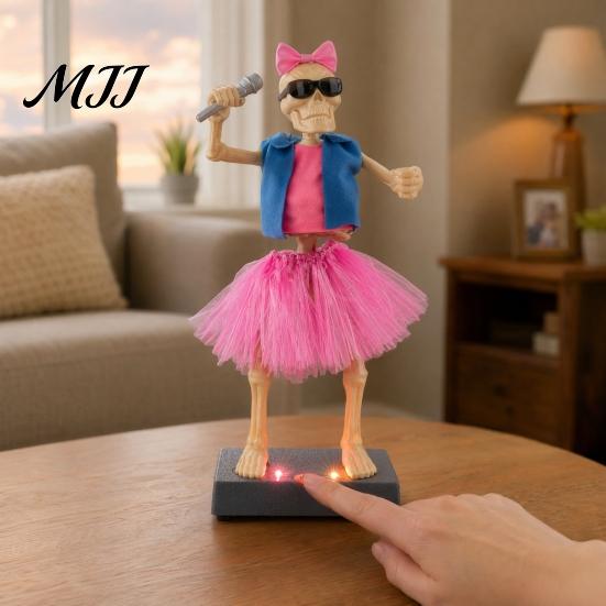Skeleton Band Performance Toy Scary Animated Decoration, Lighted Halloween Prop Touch Control with Sound for Haunted House, Holiday Party Decor