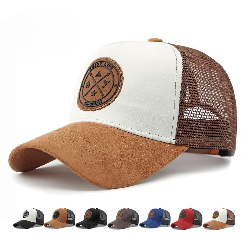 Unisex Suede Mesh Trucker Hat Breathable Baseball Cap for Men Women Outdoor Sun Protection Structured Peaked Cap Korean Casual Sports Hat