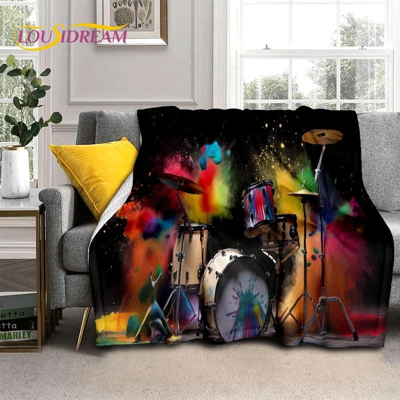 Kit de Bateria 3D Conjunto de Suporte para Bateria Instrumentos Musicais Cobertores Macios, Mantenha-se Aquecido Manta Confortável para Piquenique Camas Sofá Casa Quarto