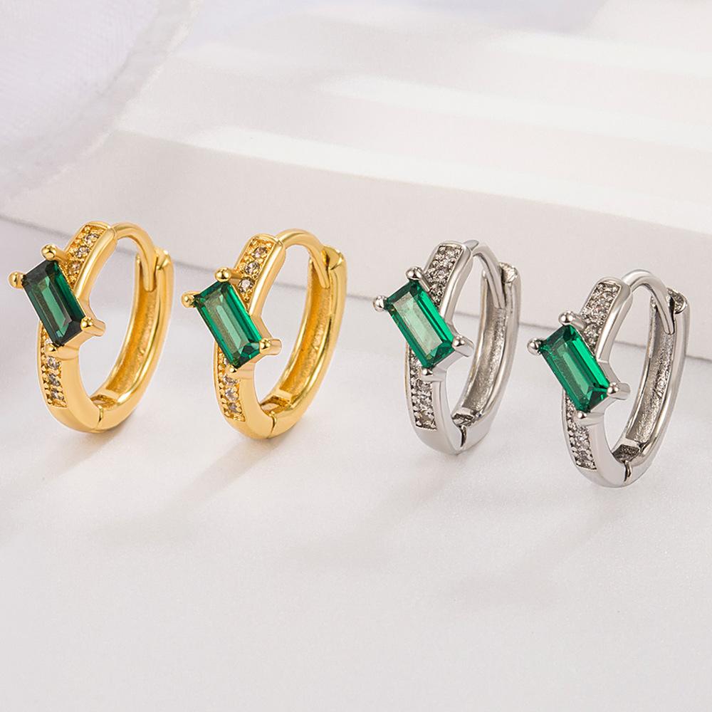 Zircon Green Diamond Earrings, Earrings, Fashionable Commuter Niche High-end Sense