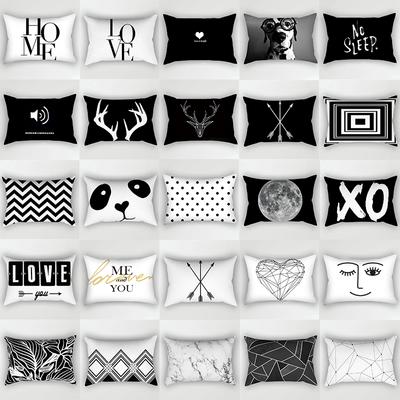 30x50cm Marmor Geometrisch Polyester Kissenbezug Wohnzimmer Sofa Stuhl Herz Linie Kissenbezug Schwarz Weiß Liebe Heimdekoration