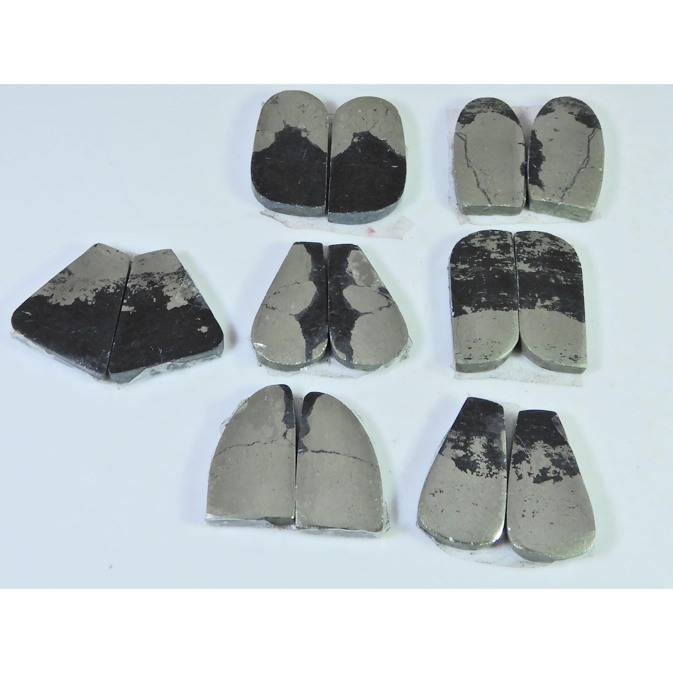 Natural Apache Gold Pyrite Matched Pair Fancy Loose Gemstone 7 Pair Lot C-1346