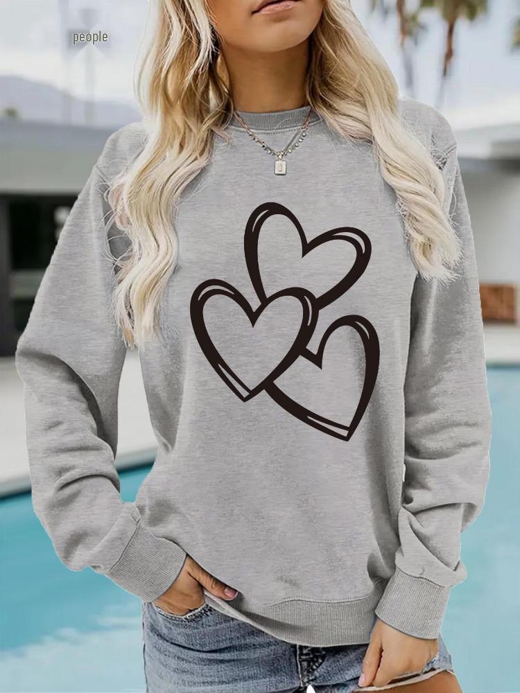 Sweatshirt à enfiler pour femme à manches longues Mode Automne Hiver Saint-Valentin