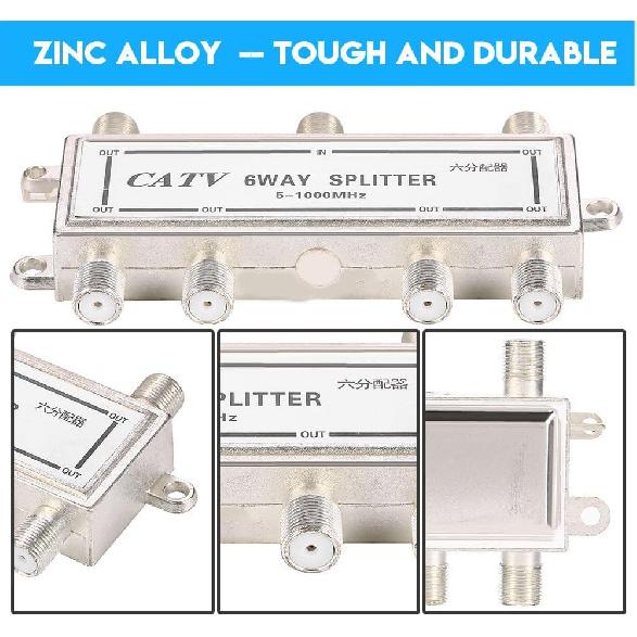 

6 Way Splitter, Bidirectional Digital Coax Cable Splitter, 51000 MHz Coaxial Antenna Splitter