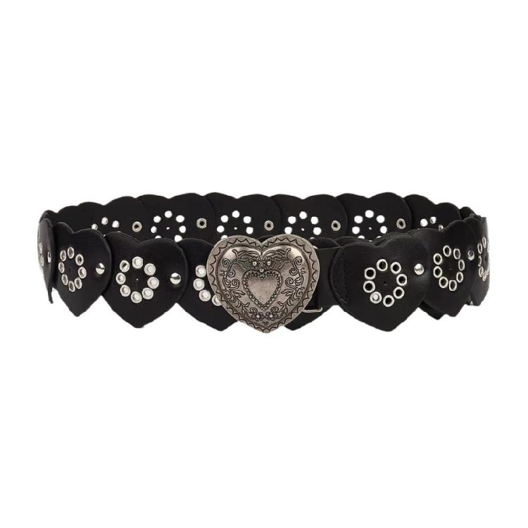 

Subcultures Love Belt Fashion Rivet Studded Belt Hollowout Waistband for Shorts 1