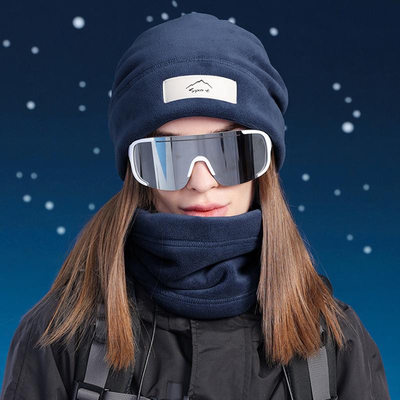 Winter Hat Scarf Suit Velvet Warm Ear Protection Cap Men Women Outdoor Cycling Coldproof Cap