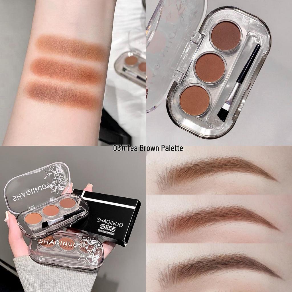 SHAQINUO Three-Color Eyebrow Powder: Soft Mist Eyebrow Makeup In Gray and Brown for Easy Application
