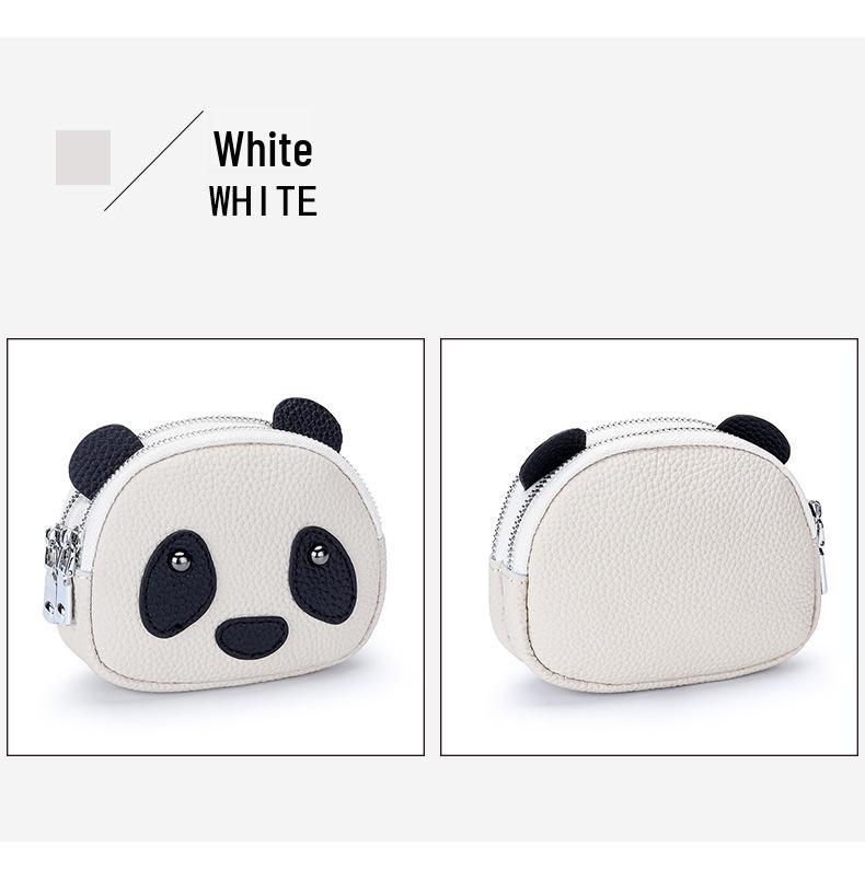 Women's Genuine Leather Large Capacity Double Zipper Coin and Lipstick Pouch