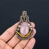 Rose Quartz Jewelry, 999 Copper Wire Wrapped Pendant Handmade Gemstone Jewelry, Gifts For Wife Brand New Pendant