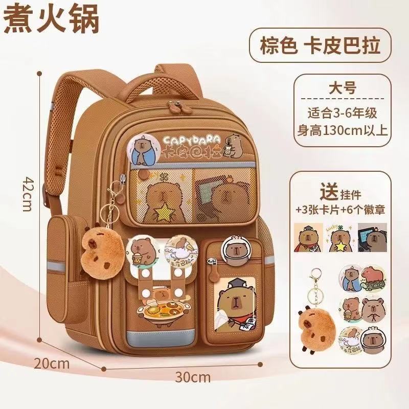 School Bag for Primary School Students, Grade 12 and 6 Girls, Cartoon Spine Protection and Burden Reduction, Backpack for Children Aged 12