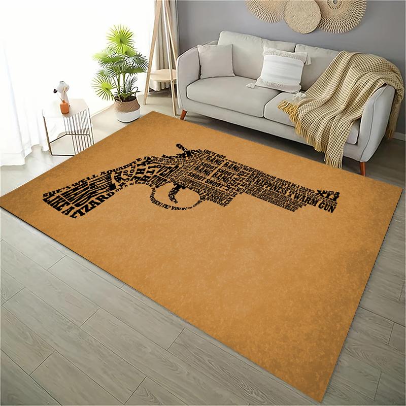 HD Rifle Area Rug Pistol Revolver Gun Carpet Modern Weapons Rugs Living Room Bedroom KitchenDoormat Bathroom Anti-slip Floor Mat