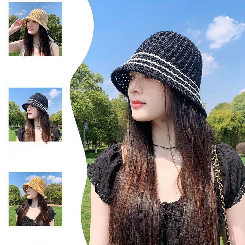 Korean Casual and Versatile Sun shading Hollow Fisherman Hat Thin Braided Temperament Fashionable Fisherman Hat Women Spring and Summer Face Small