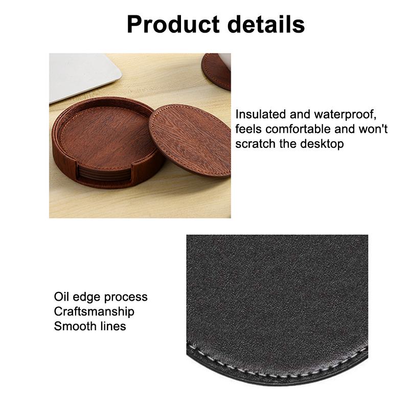 6 Stück Langlebiges Wasserdichtes Leder Untersetzerhalter Set Tischplatten Schutz Kaffeetassen Kissen Antihaft Auslaufsicher Getränkeuntersetzer Zuhause