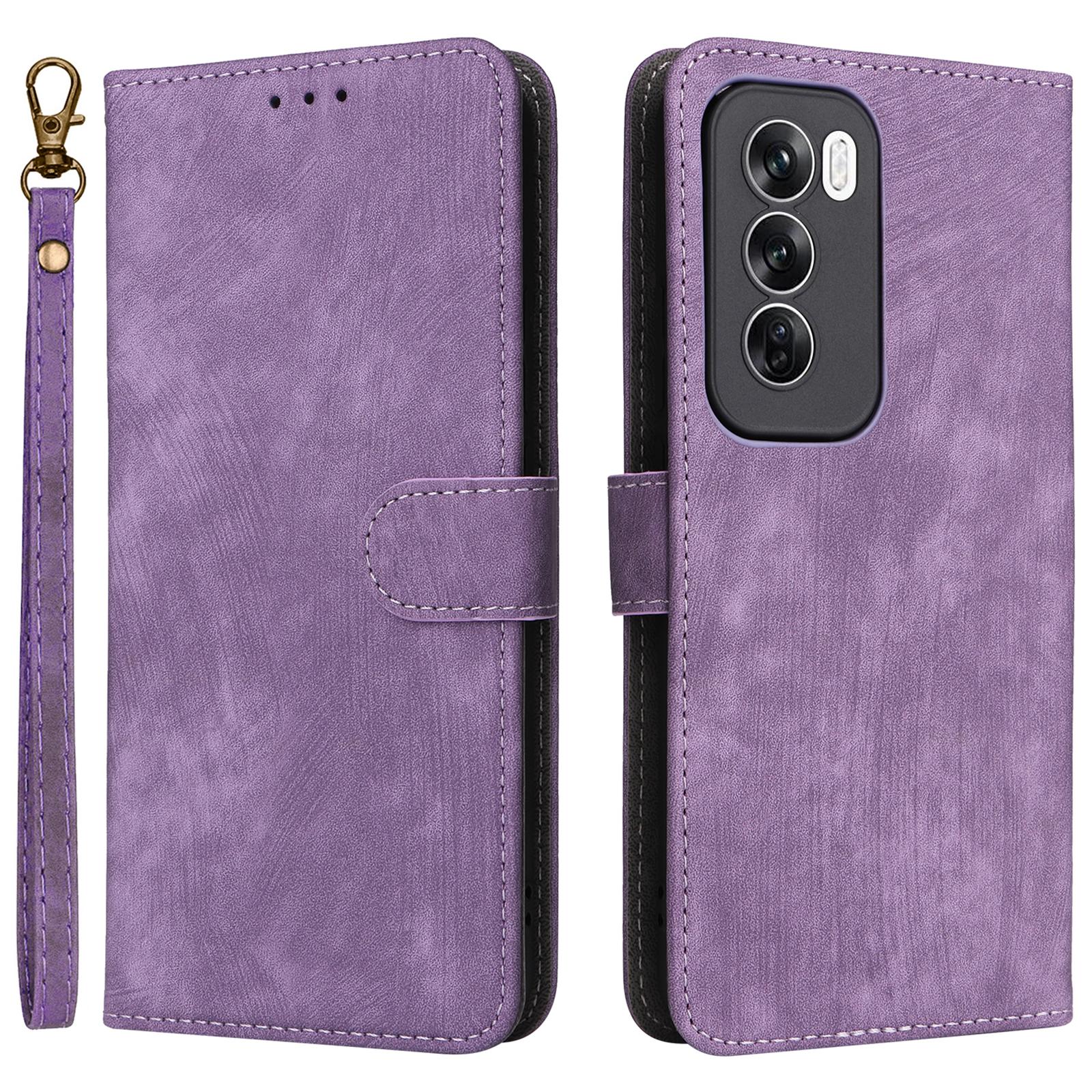 

For Oppo Reno12 Pro 5G (Global) Case RFID Blocking Card Slots PU Leather Wallet Phone Cover Purple