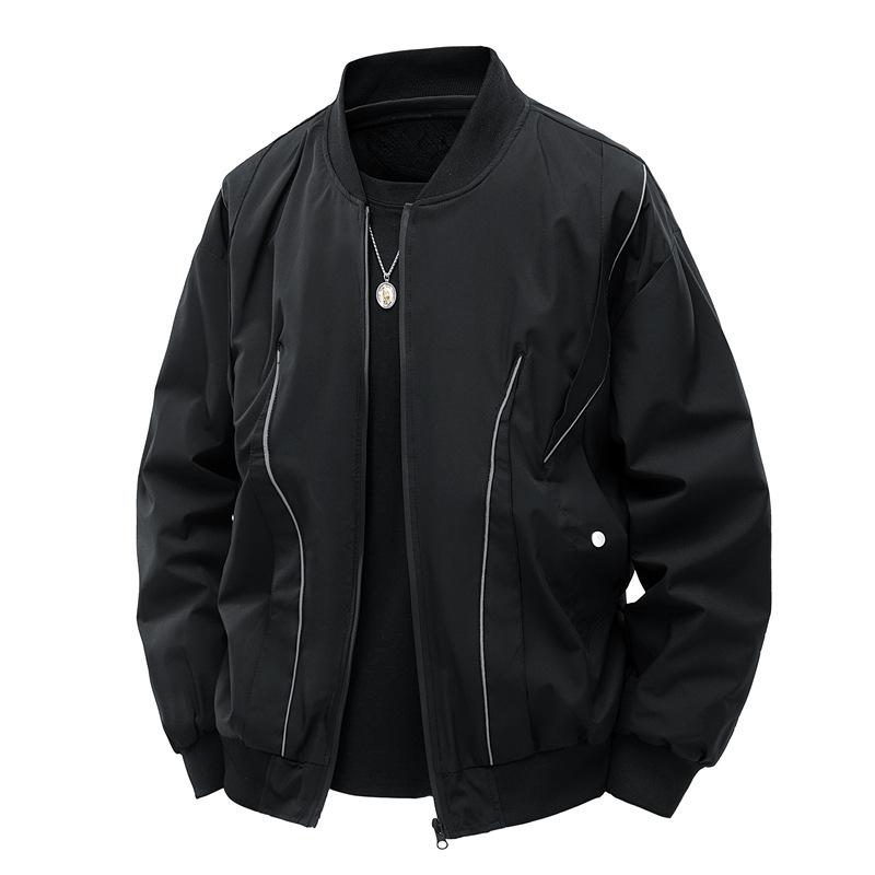 Jacket Men's Spring and Autumn Loose Trendy Solid Color Top American Casual Retro Baseball Jacket Men's