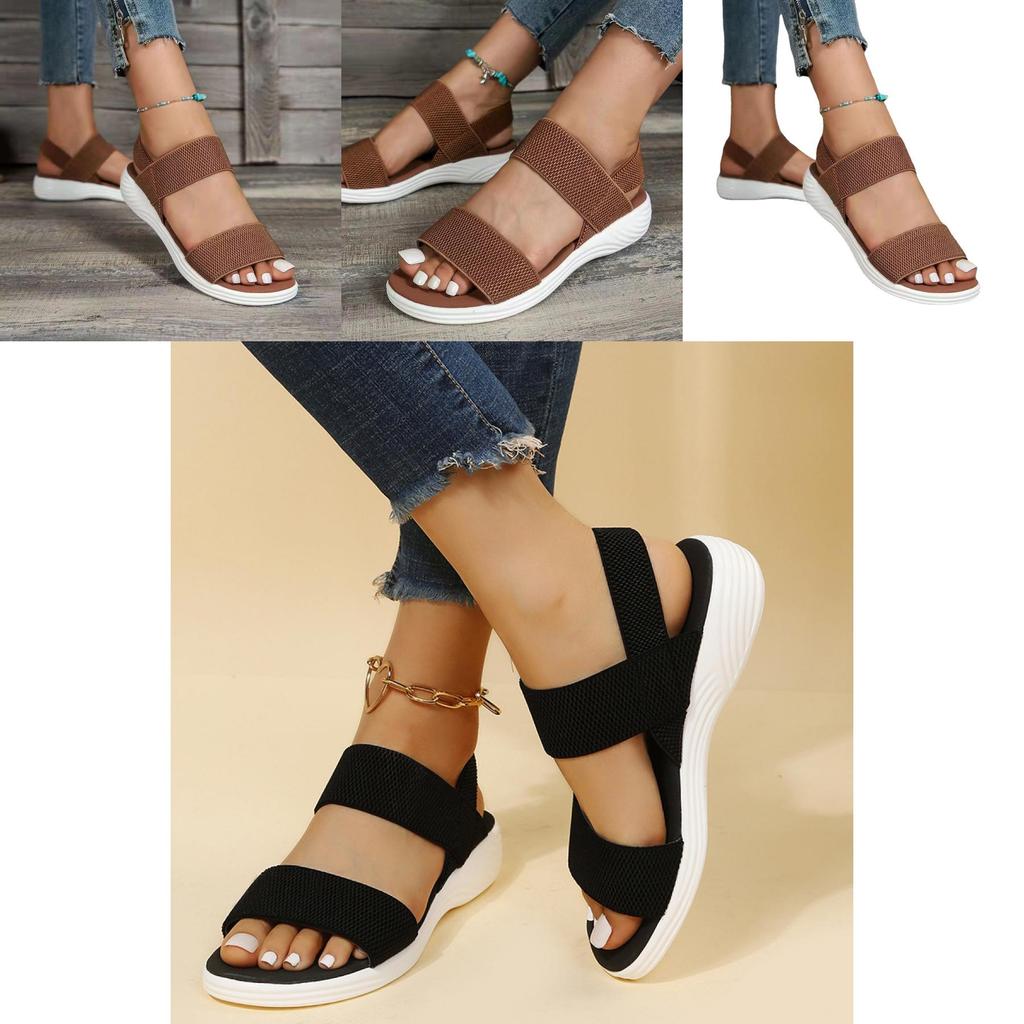 Stylish Fish-mouth Casual Sandals With Elastic Strap For Women Characters)