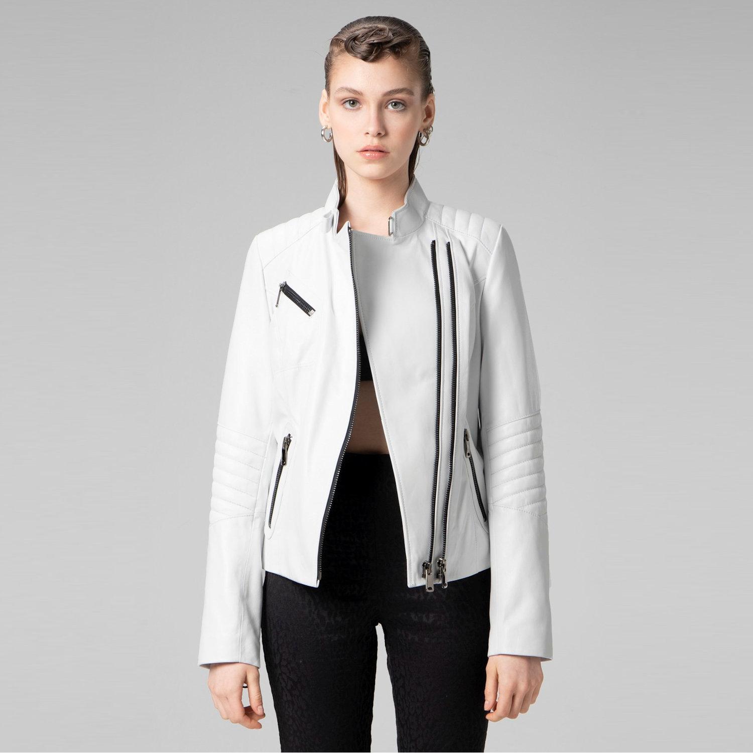 

Женское пальто Dericlub из 100% натуральной кожи XS белый