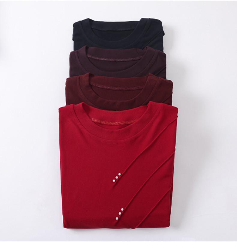 Plus Size Fleece T-Shirt for Middle-Aged and Elderly Women - Warm, Loose, and Comfortable for Autumn and Winter