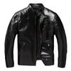 Chaqueta de cuero de vaca encerado con aceite de capa superior estilo chino RL, chaqueta de cuello alto para hombre, chaqueta de motociclista marrón para hombre, primavera y otoño