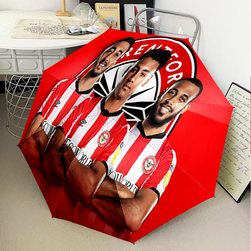 Brentford Football Club Crest Automatic Folding Umbrella - 8-Rib Travel Umbrella with Auto Open/Close & Portable Gifts for holidays or birthdays