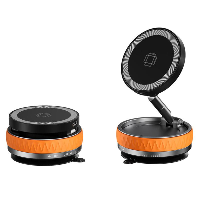 15W Wireless Car Charger Mount,Magnetic Vacuum Suction 360° Rotatable Foldable Portable Multi-Scenario Phone Stand for All Phone