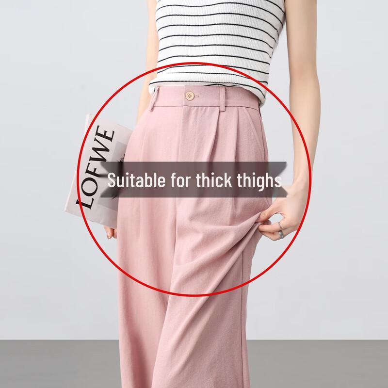 

Women s High-Waisted Wide-Leg Slub Texture Pants L