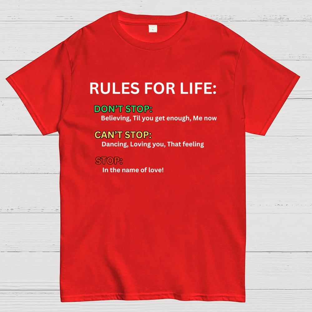 Rules For Life Unisex 100% Cotton Summer Casual Cool Loose T-Shirt