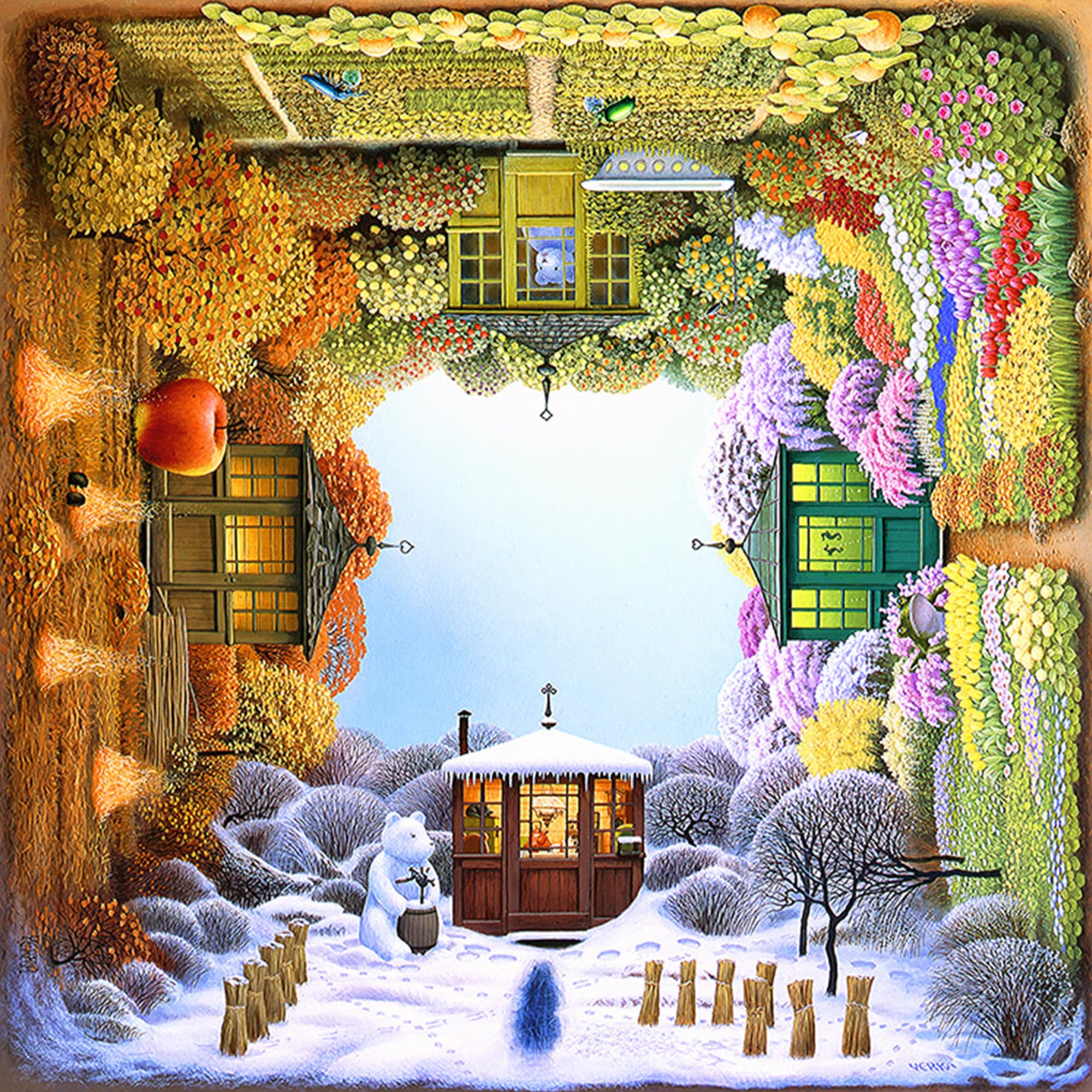 

Pinto Пластиковый Пазл Yerka Сказка о Четырех для Ненарушенного Дизайна 900 Деталей Яцек - Времена года (45x45cm) Взрослые, Сложные, Части,