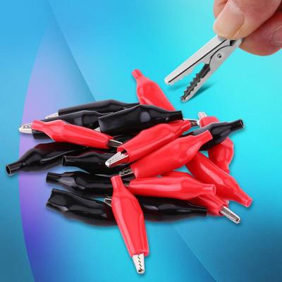 20 Stück 45 mm Metallclip elektrische Klemme zum Testen von Sondenmessgeräten Schwarz und Rot
