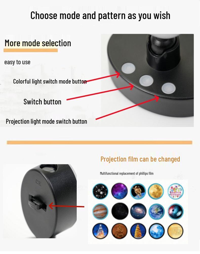 Rechargeable Earth & Moon Star Projector Night Light for Bedroom Atmosphere 