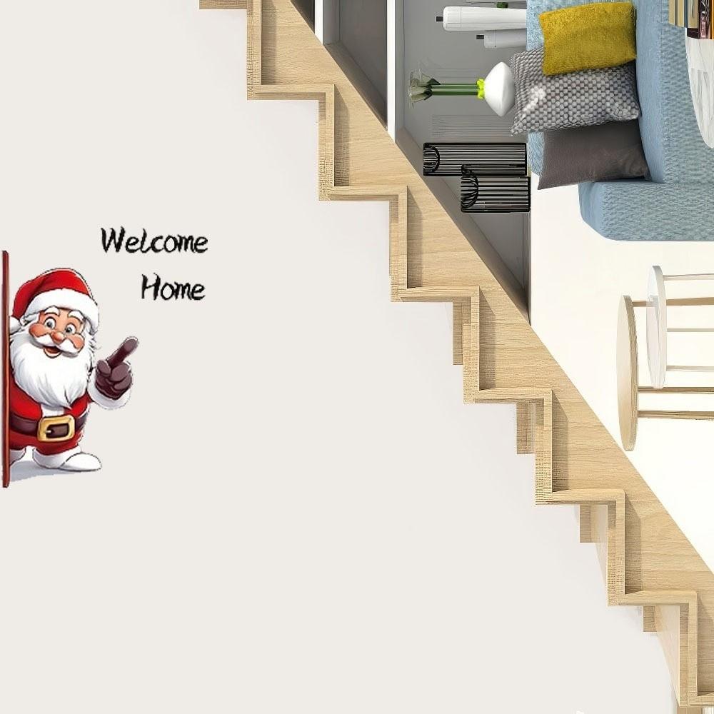 Cartoon Santa Claus Window Sticker Welcome Home Double-Sided Visual Christmas Decoration Background Self-Adhesive