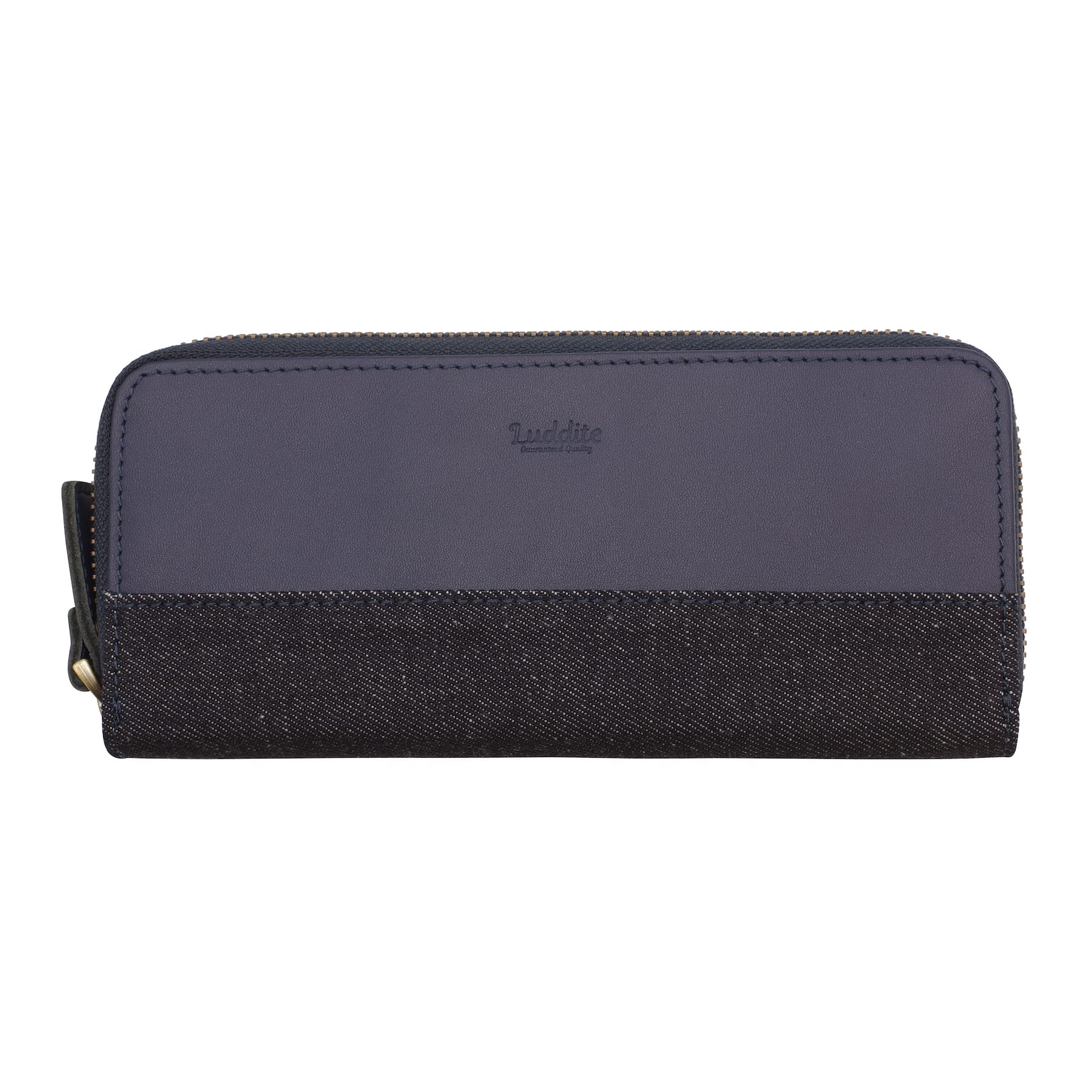 

Luddite Leather Combination Round Zip Pen Case 2 Denim Genuine Leather Pencil Case [Navy] LDKC-RZP2-11