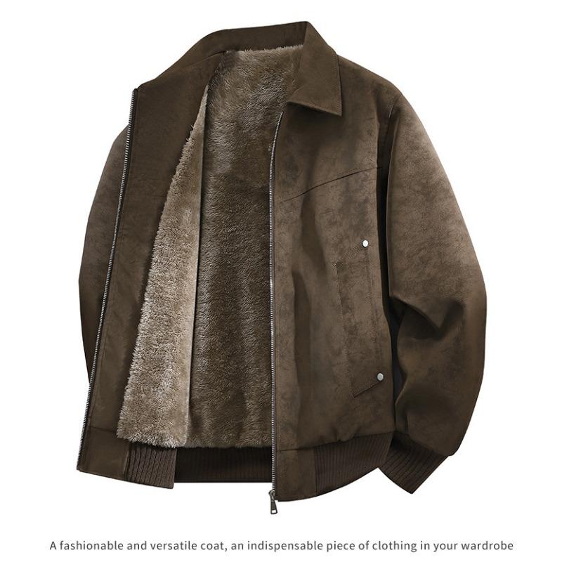 Men S Pu Leather Fleece Lined Warm Casual Jacket