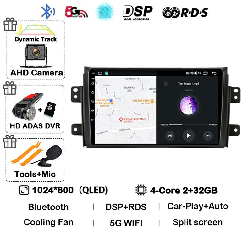 Android 14 Carplay Car Radio Navigation For Suzuki SX4 2006-2014 Fiat Sedici 2005-2014 Multimedia Video Player Audio 2din Stereo