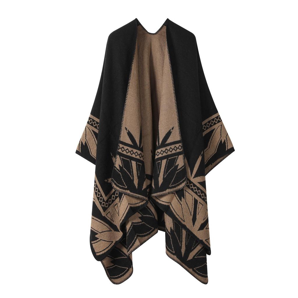 New Yunnan Ethnic Style Double-Sided Shawl: Versatile Warm Cloak Scarf for Women