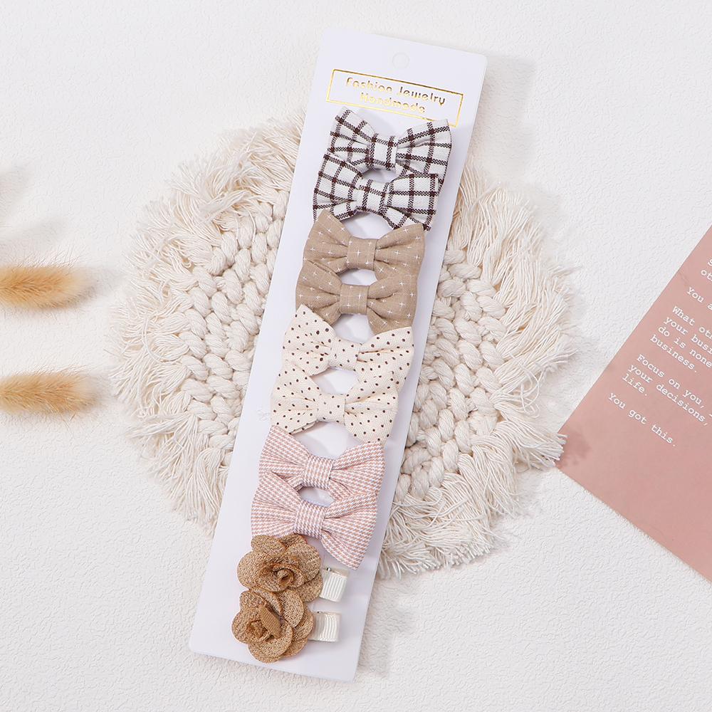 10pcs/lot Handmade Printing Hair Bows Hairclip for Baby Girls Lovely Corduroy Safe Hairpins Barrettes Children Hair Accessories