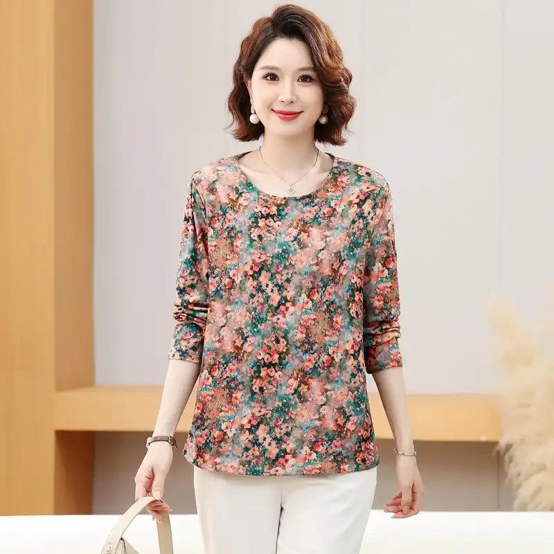 High Elastic German Velvet Spring and Autumn Long-sleeved Bottoming Middle-aged and Elderly