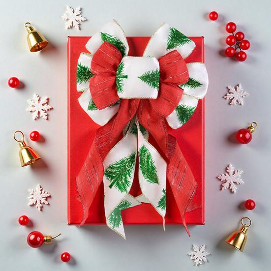 Yousheng Christmas Tree Topper Bow Striped Print Xmas Wreath Gift Bow Christmas Home Indoor Outdoor Decoration