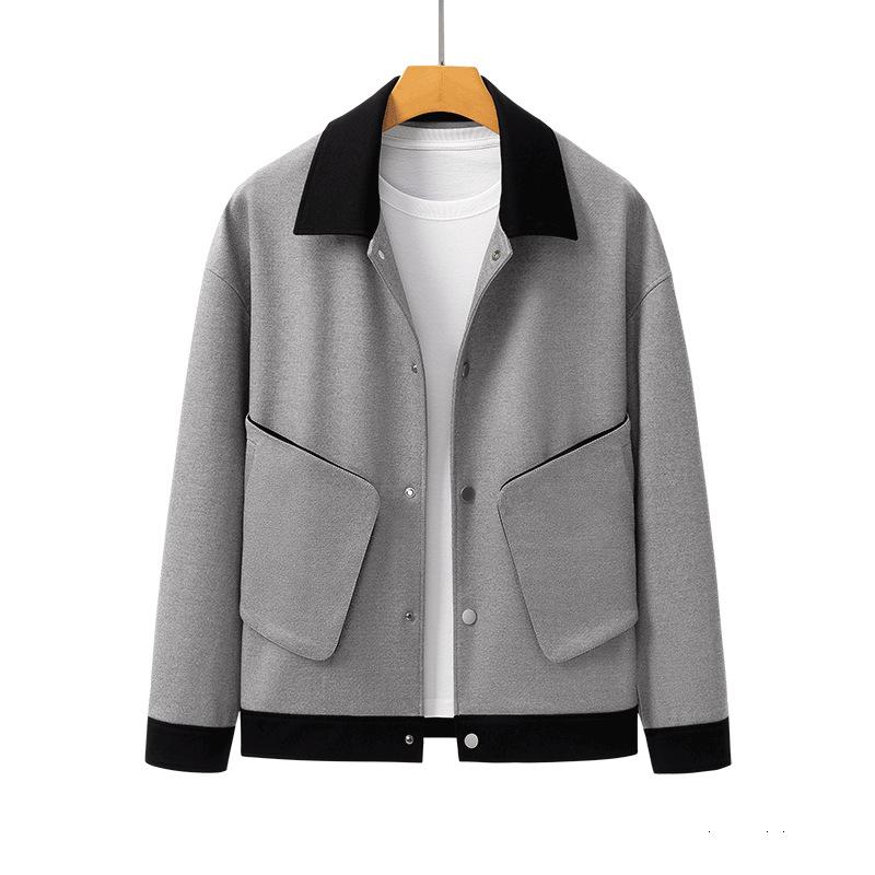 Giacca Primavera Autunno Giacca da Uomo Colore a Contrasto Risvolto Top Teppista Bello Casual Stile Leggermente Maturo da Uomo Sottile