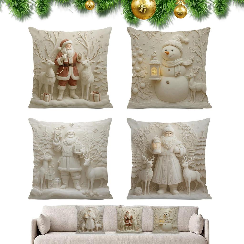 Pillow Covers For Couch 17x17inch Modern Christmas Decor Throw Pillow Case Cute Home Room Bedroom Couch Bed Patio Porch House