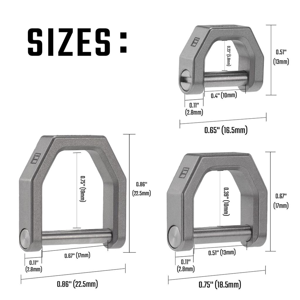 [MecArmy] Key Ring Titanium D Shape 16.5mm Stone Washed CH2