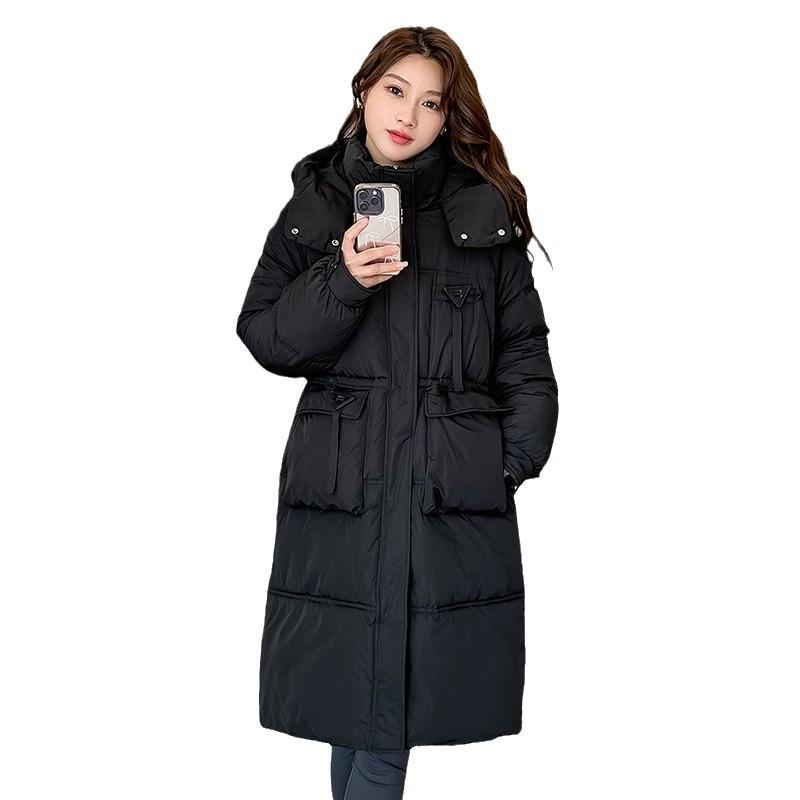 2025 New Bread Jacket Down Cotton Jacket Cotton Clothes Female Students Winter Thickened Long Hooded Jacket