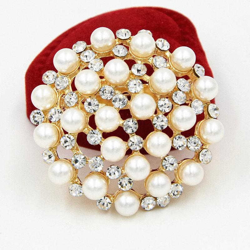 High-End Pearl  Rhinestone Micro-Inlaid Brooch for Women s Clothing